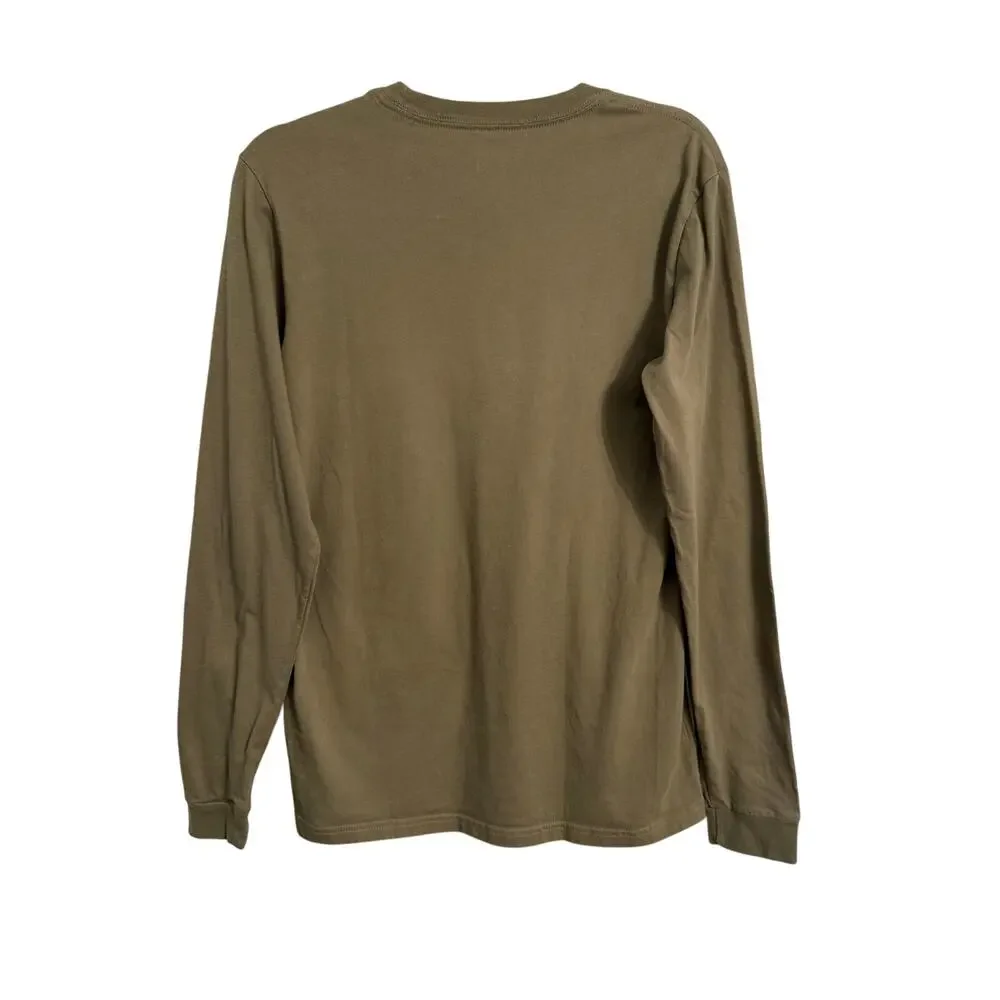 Adidas Men's S Badge of Sport Amplifier Tee Long Sleeve Olive Green Logo T Shirt